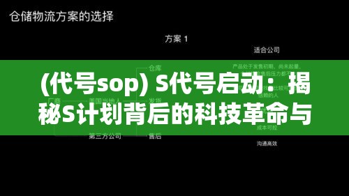 (代号sop) S代号启动：揭秘S计划背后的科技革命与全球影响力的深刻解析